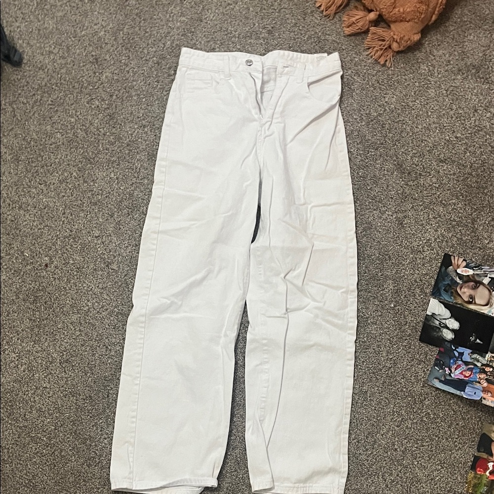 SHEIN White Wide Leg Jeans